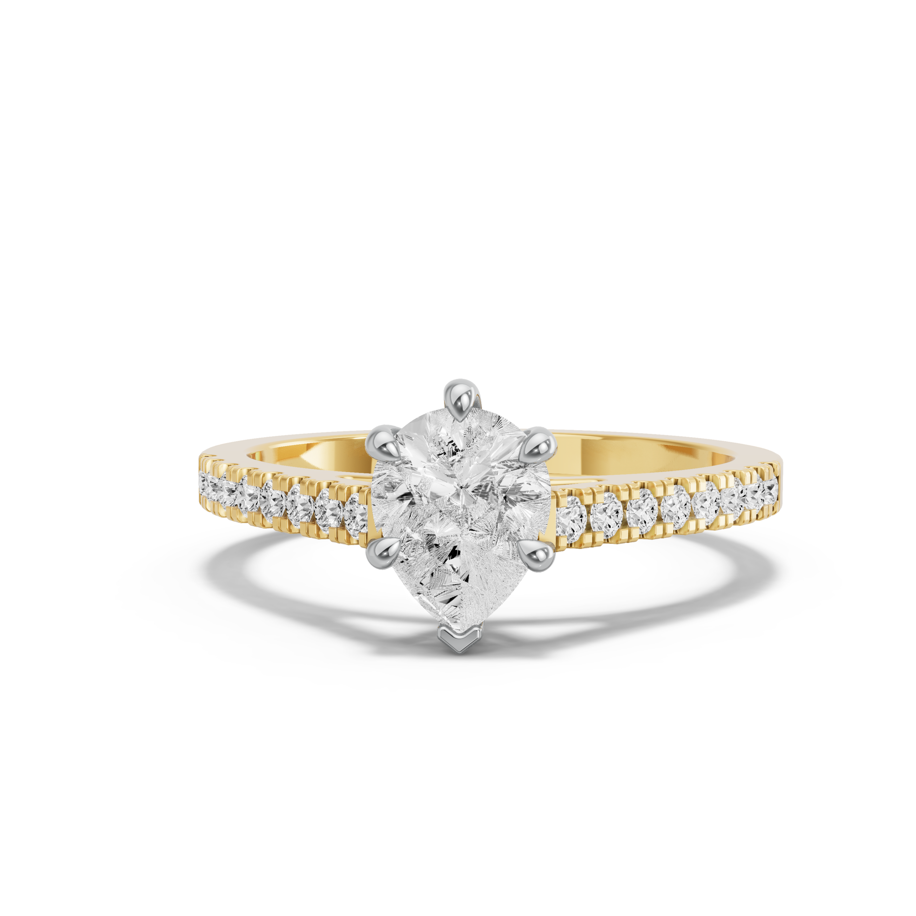 Image for pear-six-prong-ring-with-cathedral-pave-band-in-14k-two-tone-yellow-gold