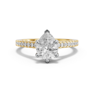 Image for Pear Six Prong Ring with Cathedral Pave band