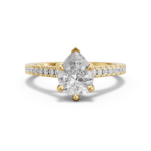 Image for Pear Six Prong Ring with Cathedral Pave band