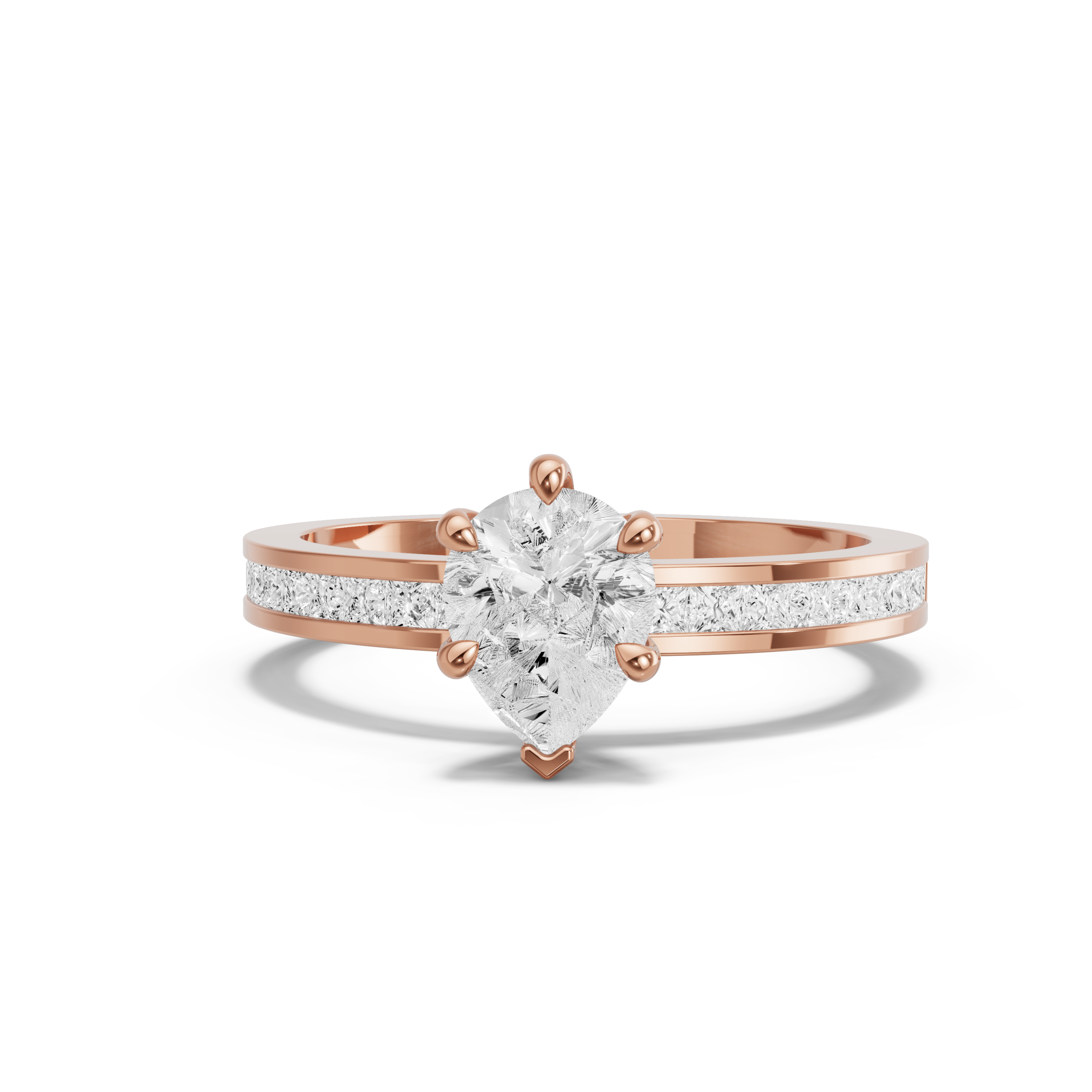 Image for pear-six-prong-ring-with-channel-band-in-14k-rose-gold