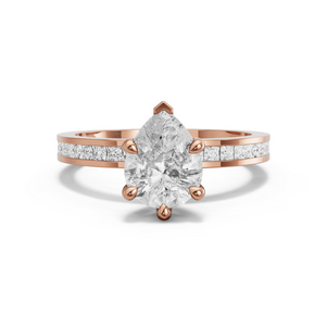 Image for Pear Six Prong Ring with Channel band