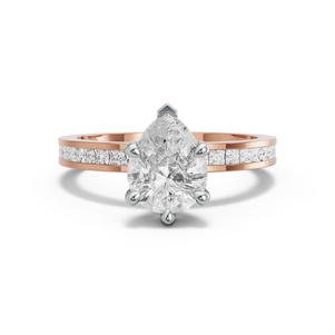 Image for Pear Six Prong Ring with Channel band