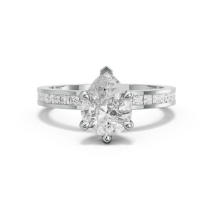 Image for Pear Six Prong Ring with Channel band