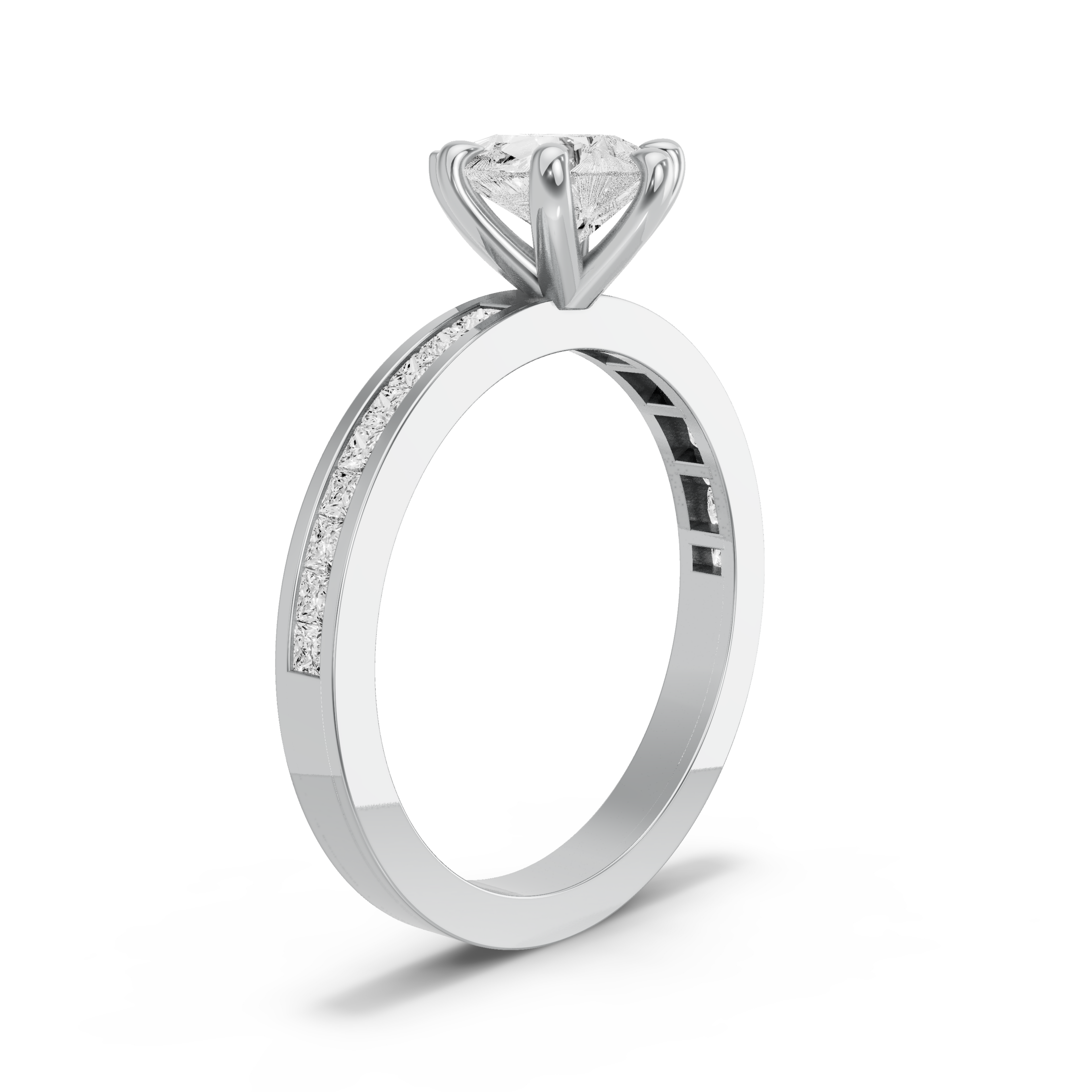 Image for Pear Six Prong Ring with Channel band