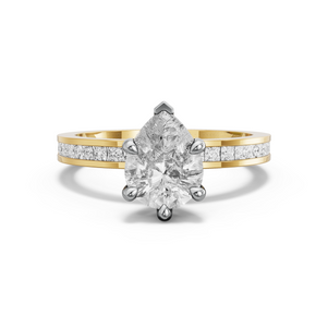 Image for Pear Six Prong Ring with Channel band