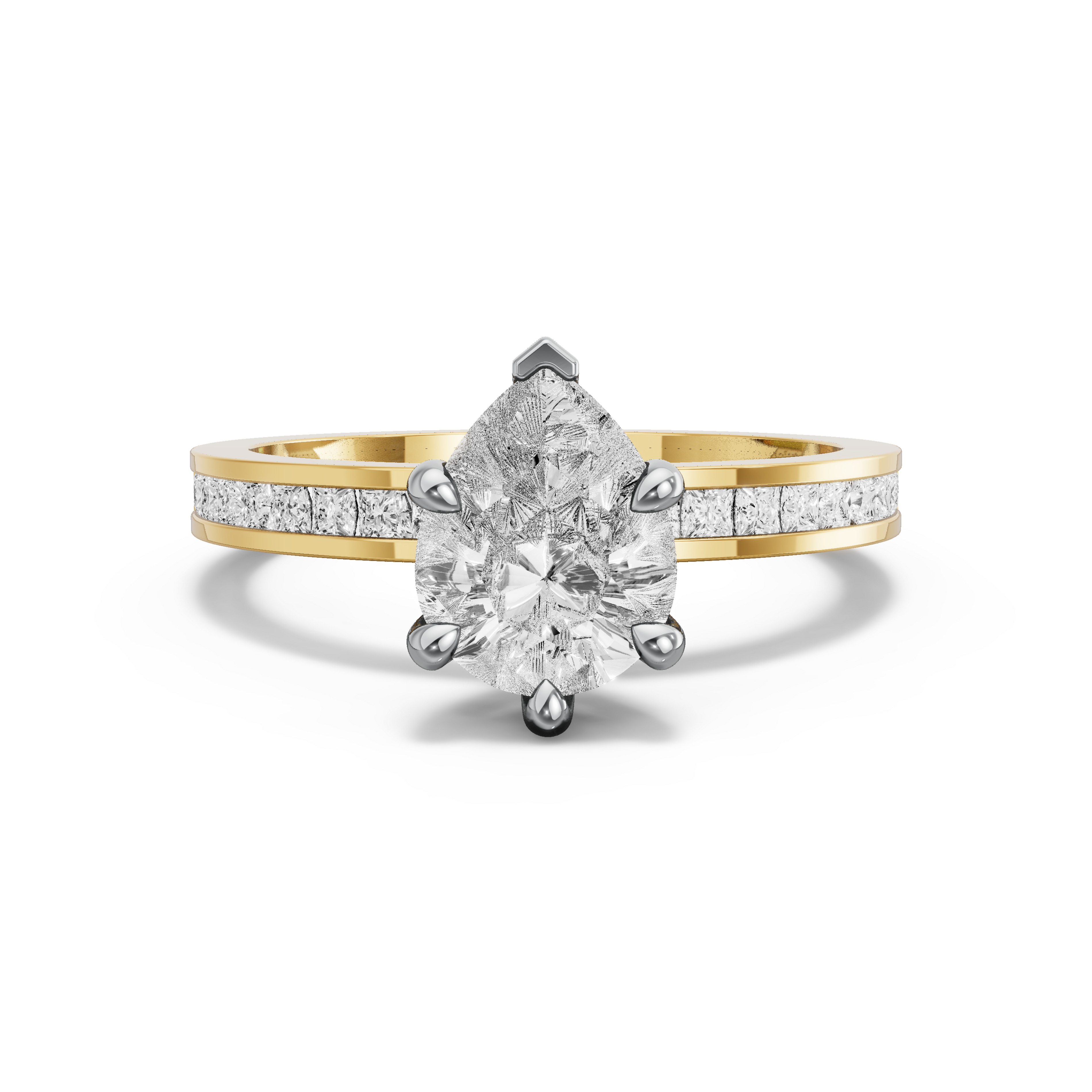 Image for Pear Six Prong Ring with Channel band