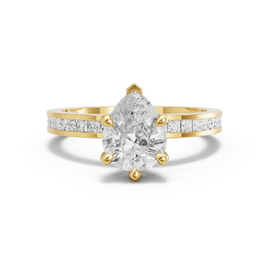 Image for Pear Six Prong Ring with Channel band