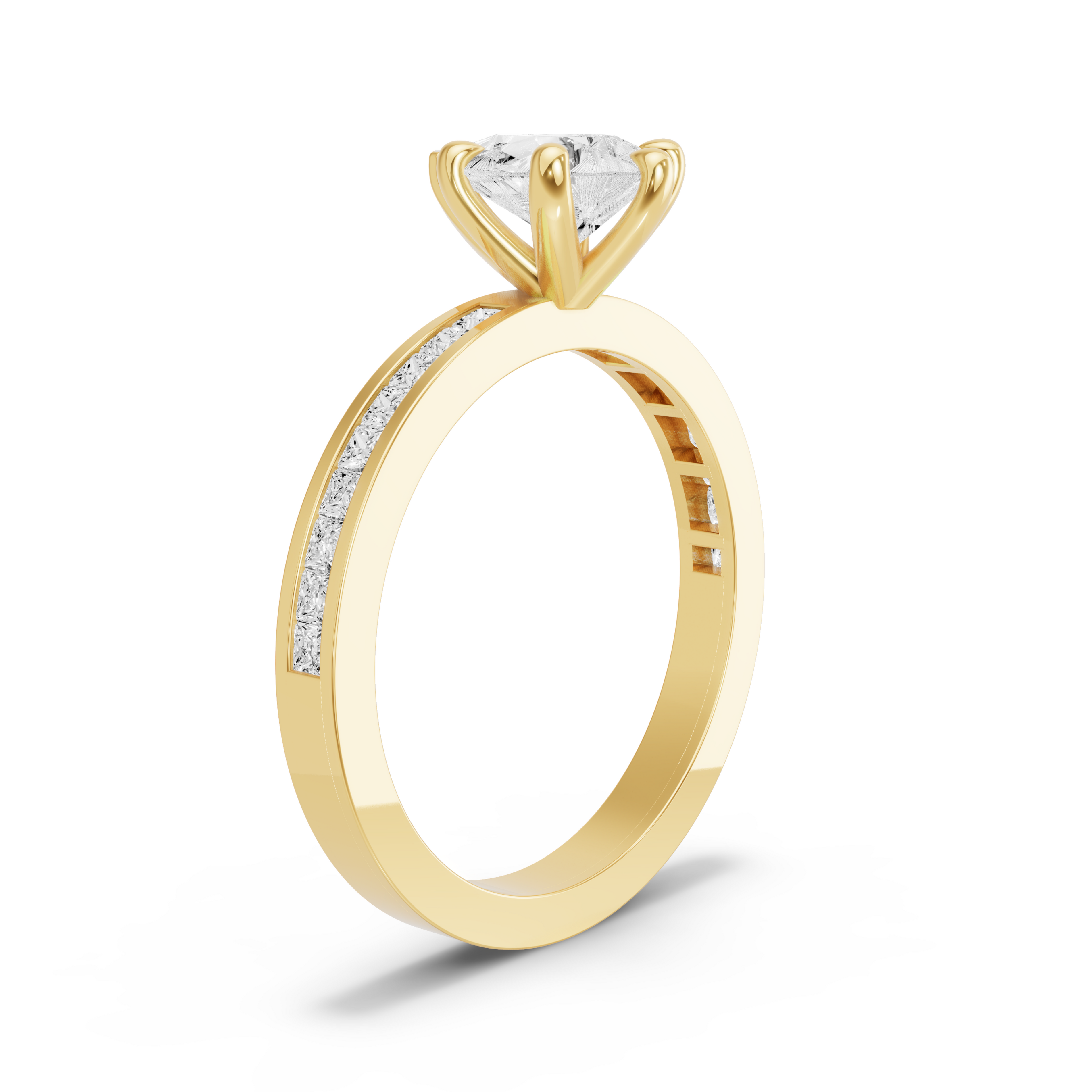 Image for Pear Six Prong Ring with Channel band