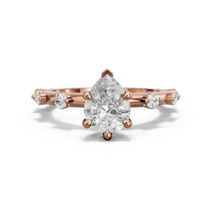 Image for Pear Six Prong Ring with Floating Station band
