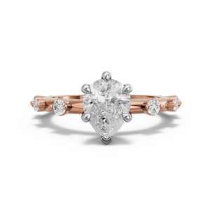 Image for Pear Six Prong Ring with Floating Station band in 14K Two Tone Rose Gold