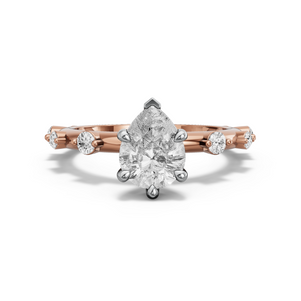 Image for Pear Six Prong Ring with Floating Station band