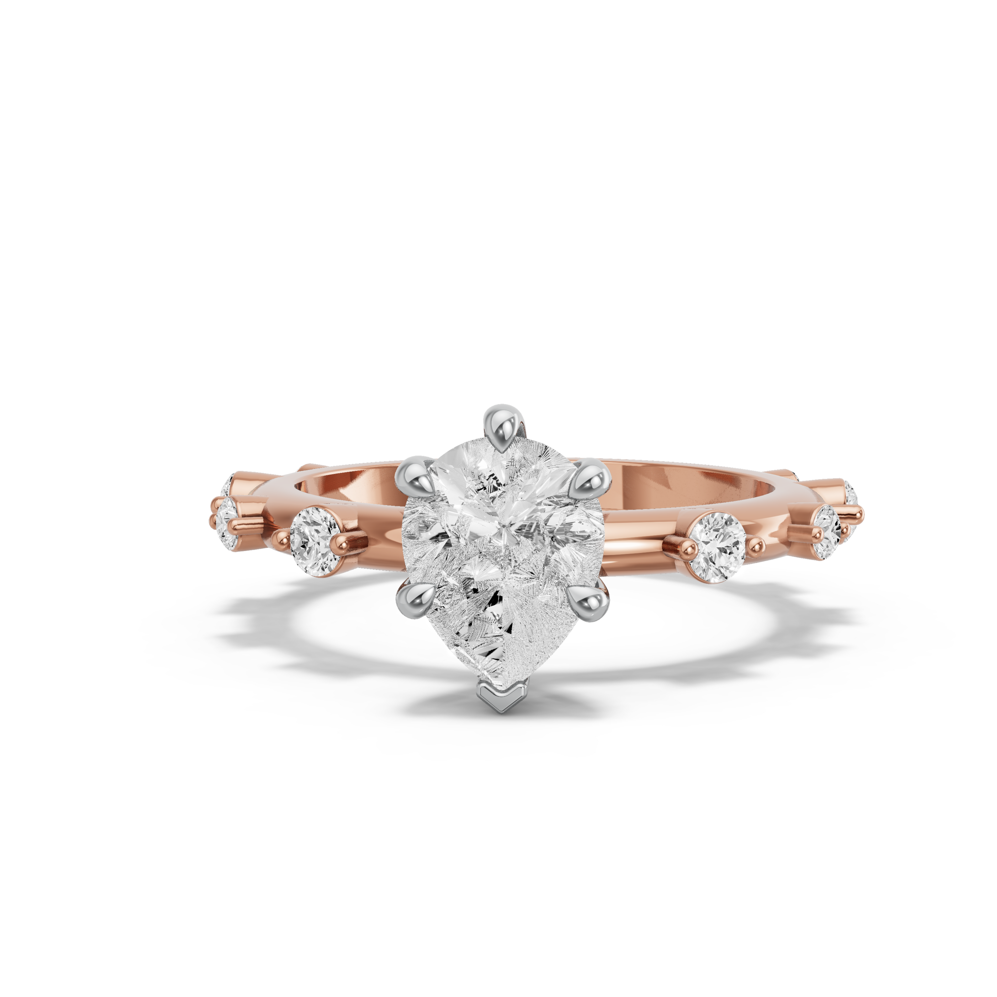 Image for pear-six-prong-ring-with-floating-station-band-in-18k-two-tone-rose-gold