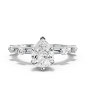 Image for Pear Six Prong Ring with Floating Station band