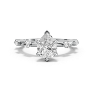Image for Pear Six Prong Ring with Floating Station band