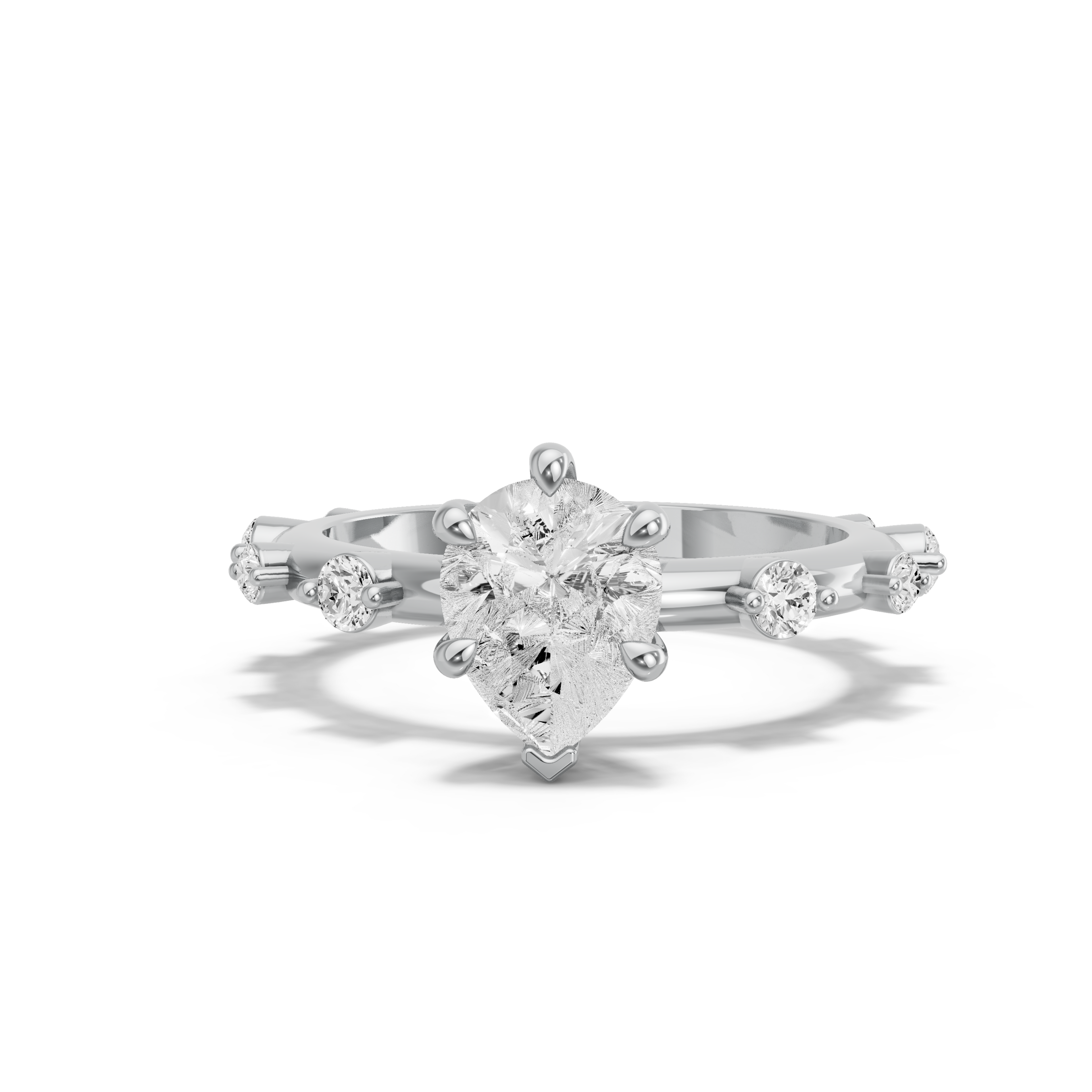Image for pear-six-prong-ring-with-floating-station-band-in-950-platinum