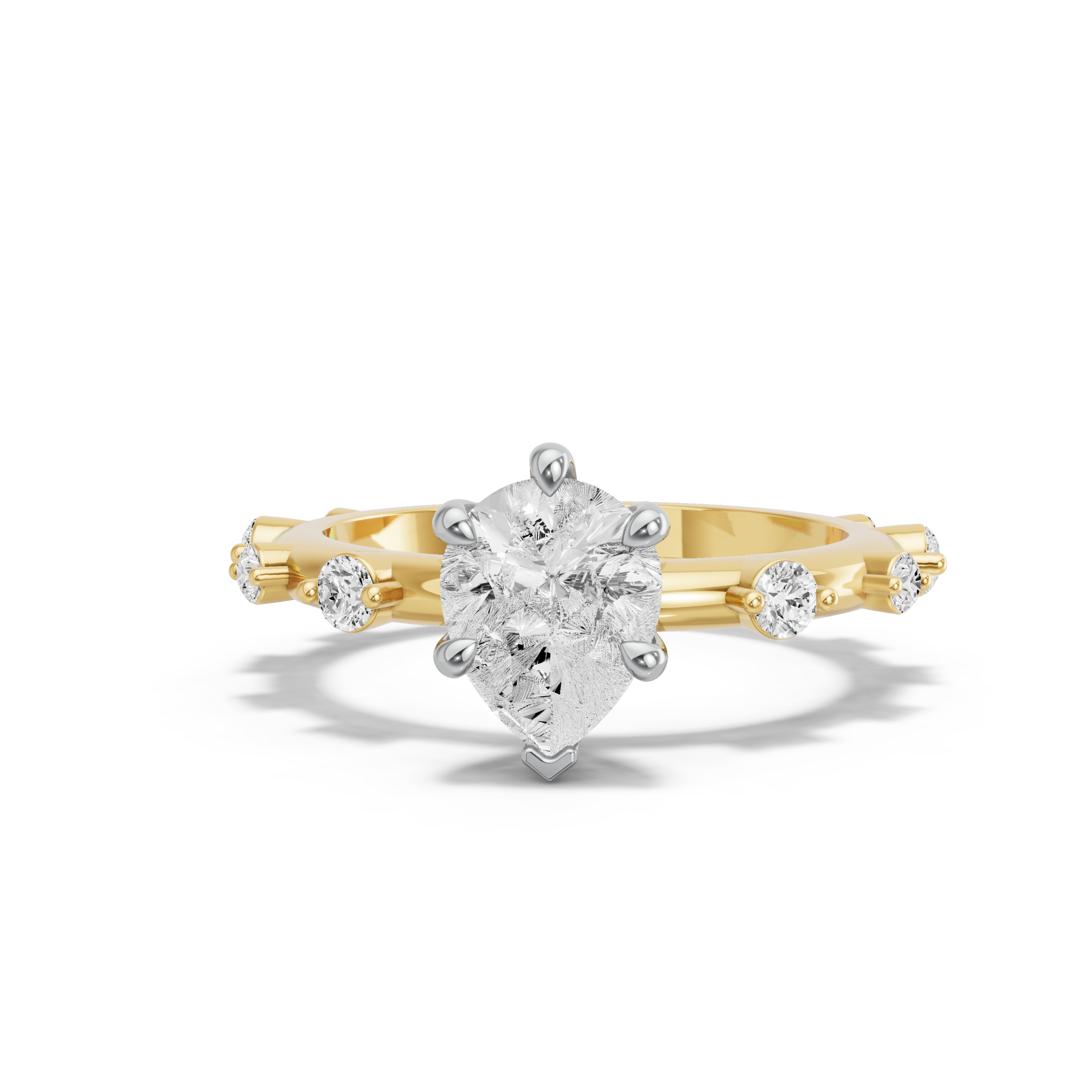 Image for pear-six-prong-ring-with-floating-station-band-in-18k-two-tone-yellow-gold