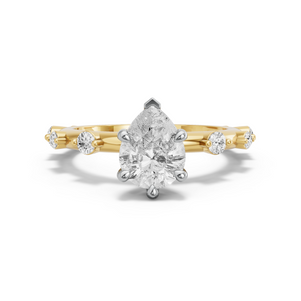 Image for Pear Six Prong Ring with Floating Station band