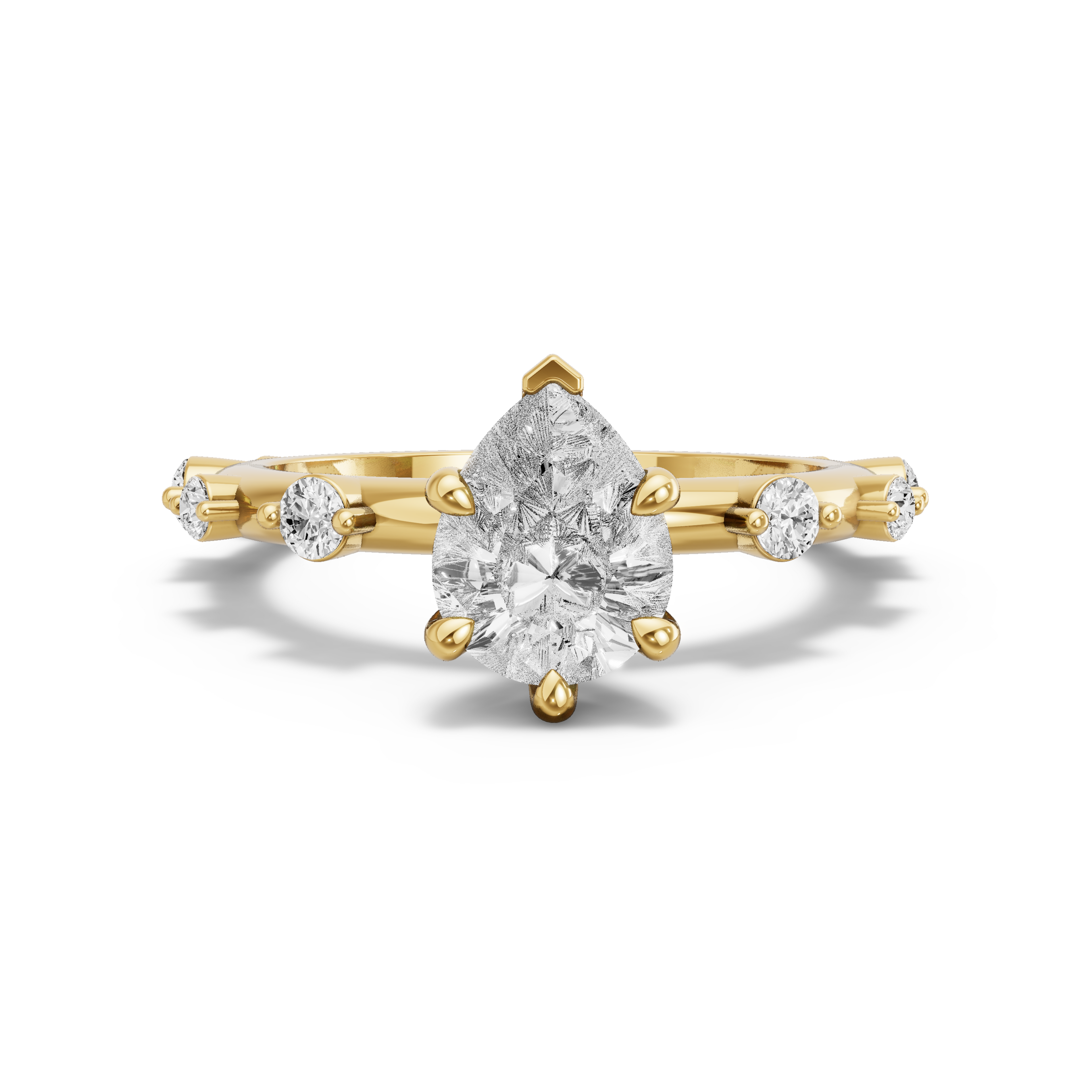 Image for Pear Six Prong Ring with Floating Station band