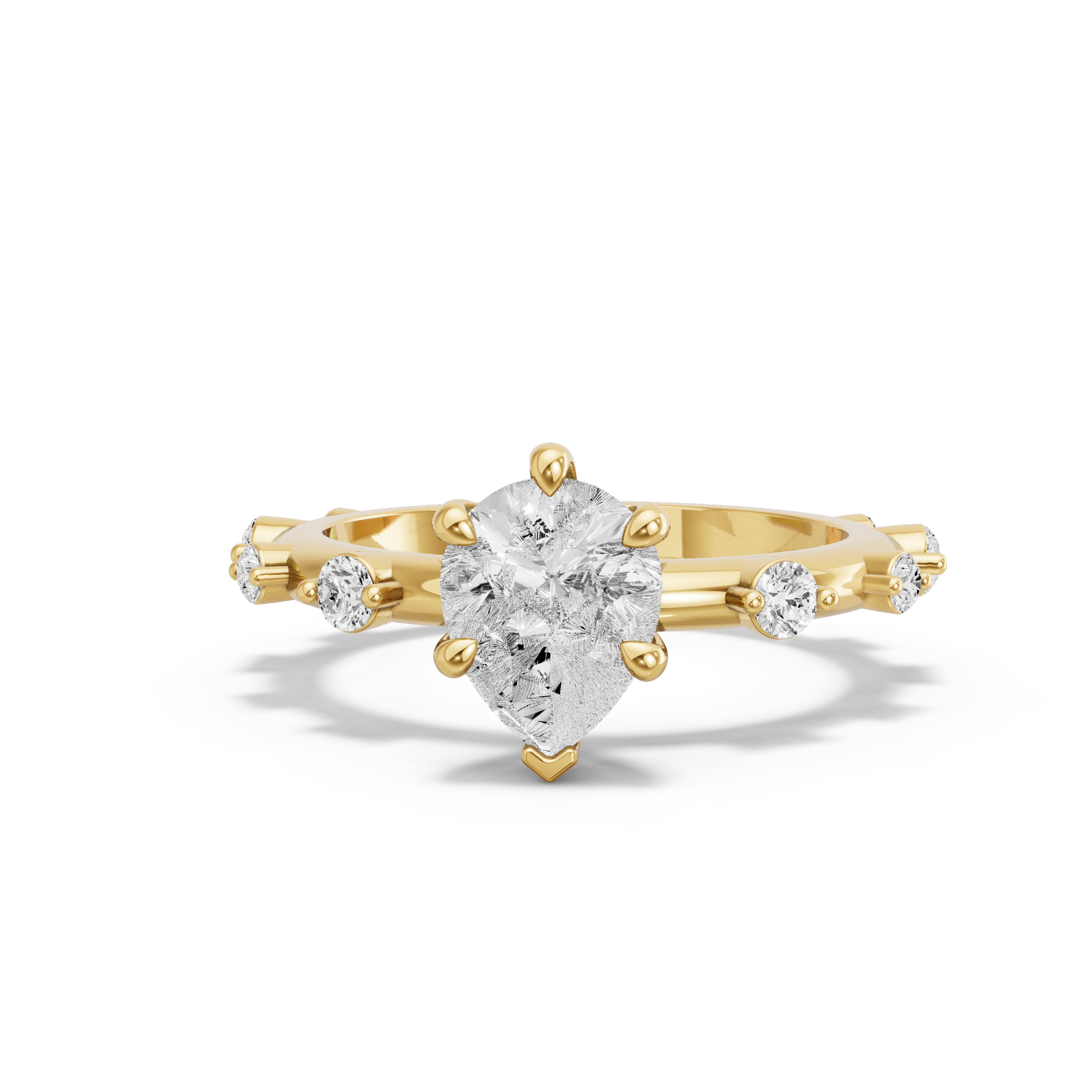Image for pear-six-prong-ring-with-floating-station-band-in-14k-yellow-gold