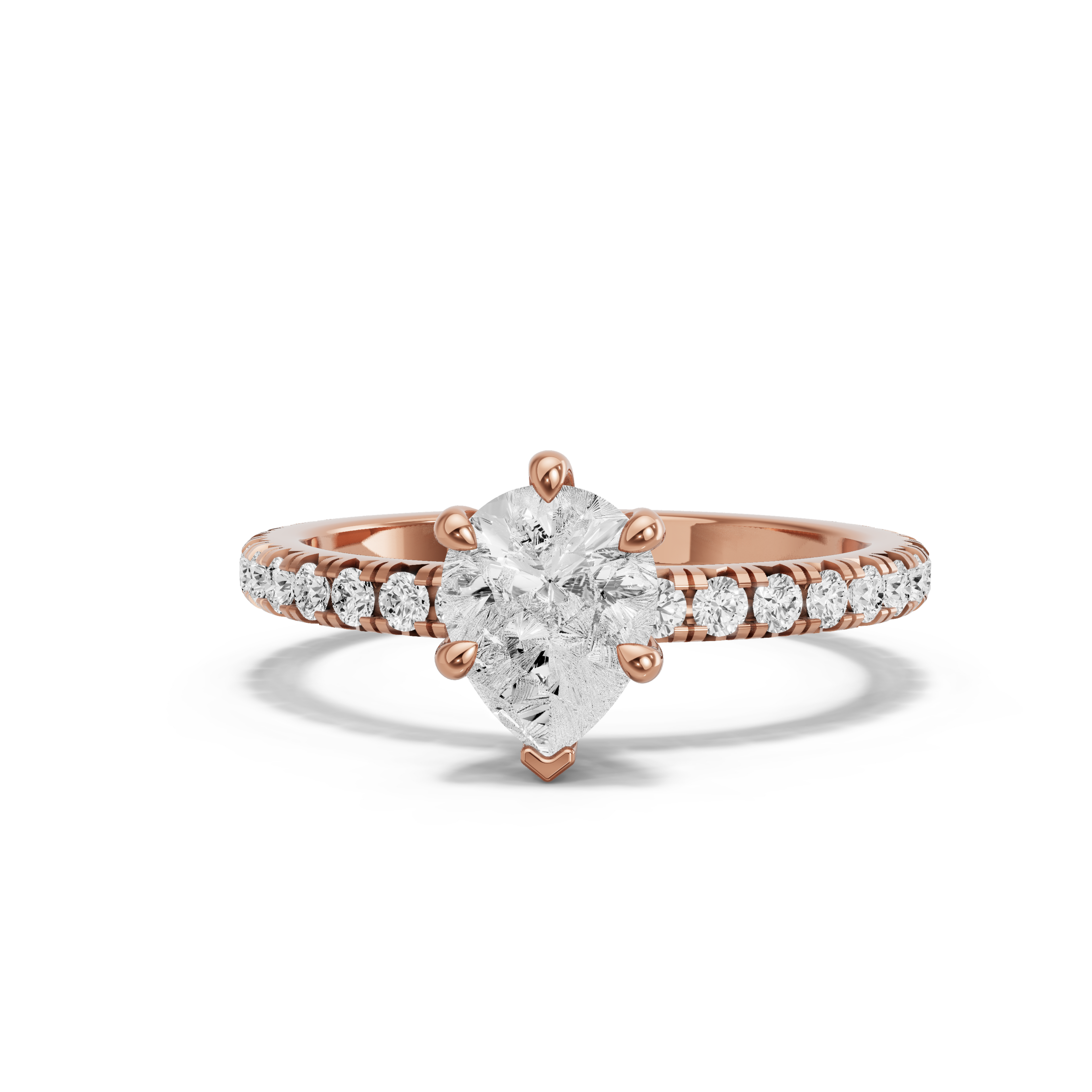 Image for pear-six-prong-ring-with-french-pave-band-in-14k-rose-gold