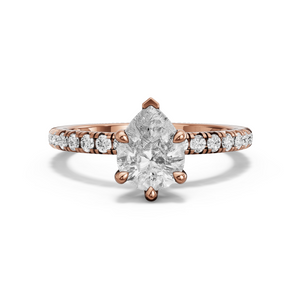 Image for Pear Six Prong Ring with French Pave band