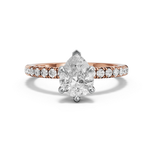 Image for Pear Six Prong Ring with French Pave band