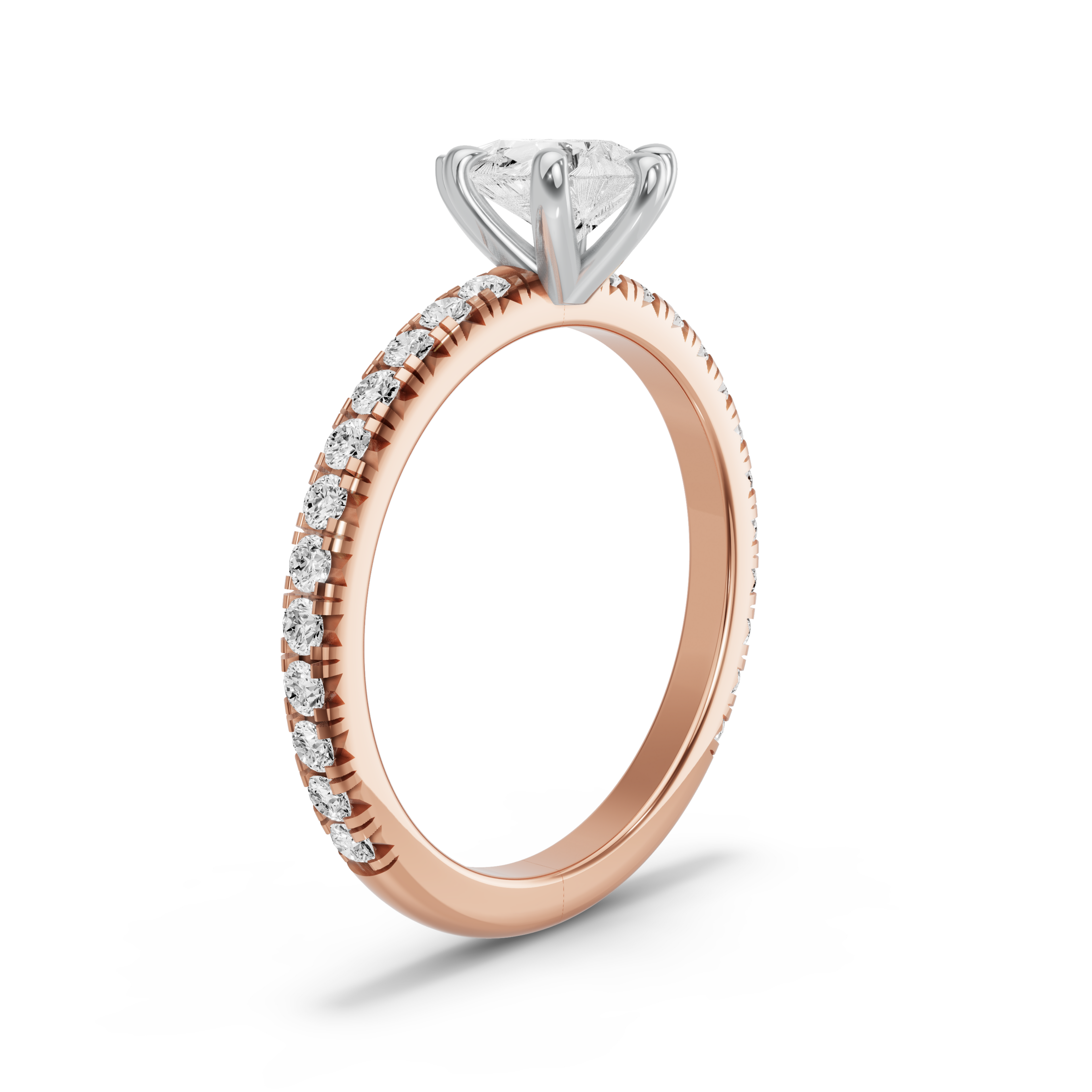 Image for Pear Six Prong Ring with French Pave band