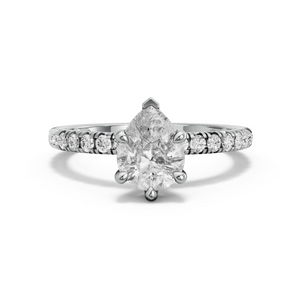 Image for Pear Six Prong Ring with French Pave band