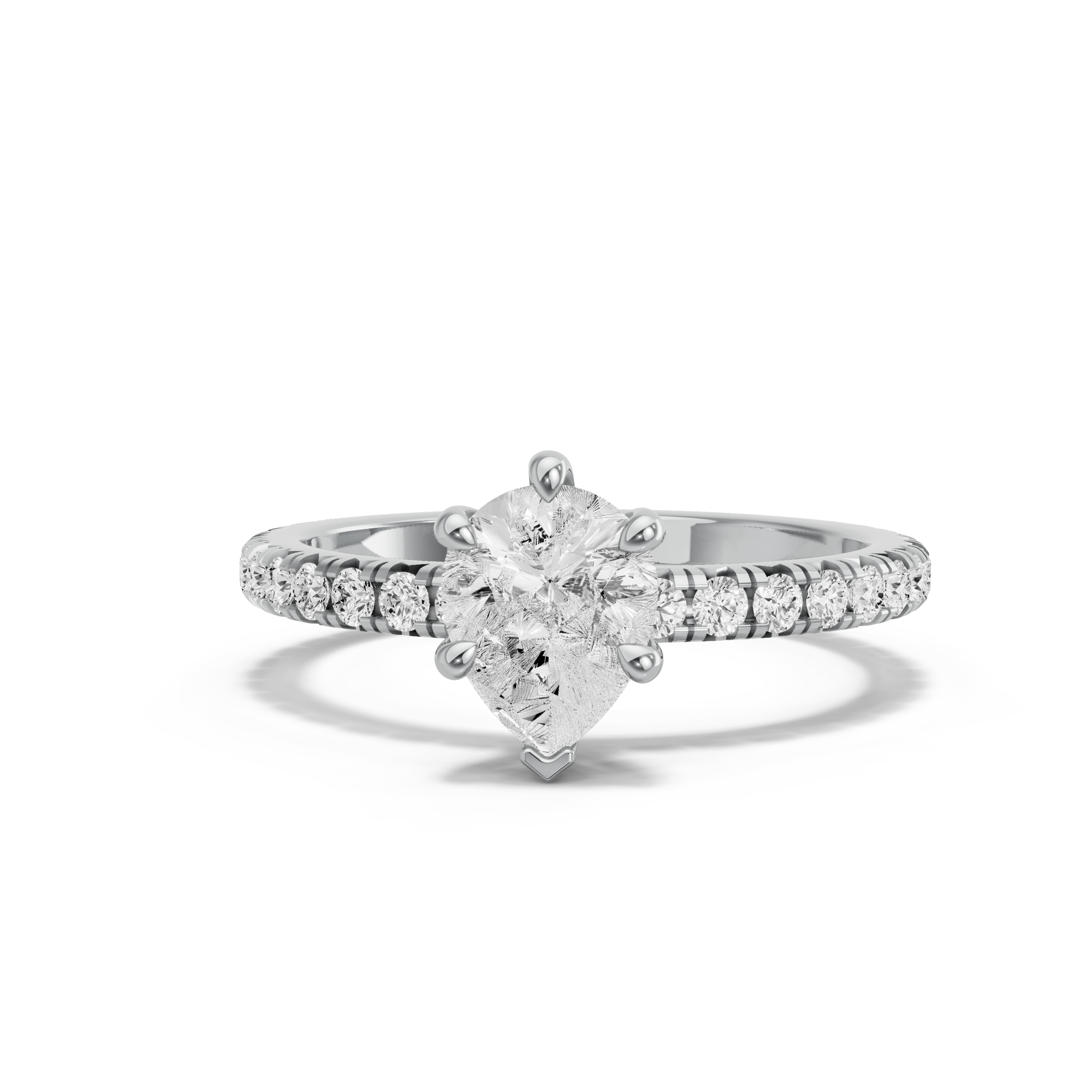Image for pear-six-prong-ring-with-french-pave-band-in-14k-white-gold