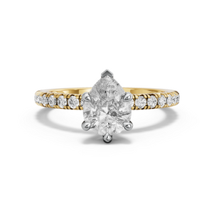 Image for Pear Six Prong Ring with French Pave band