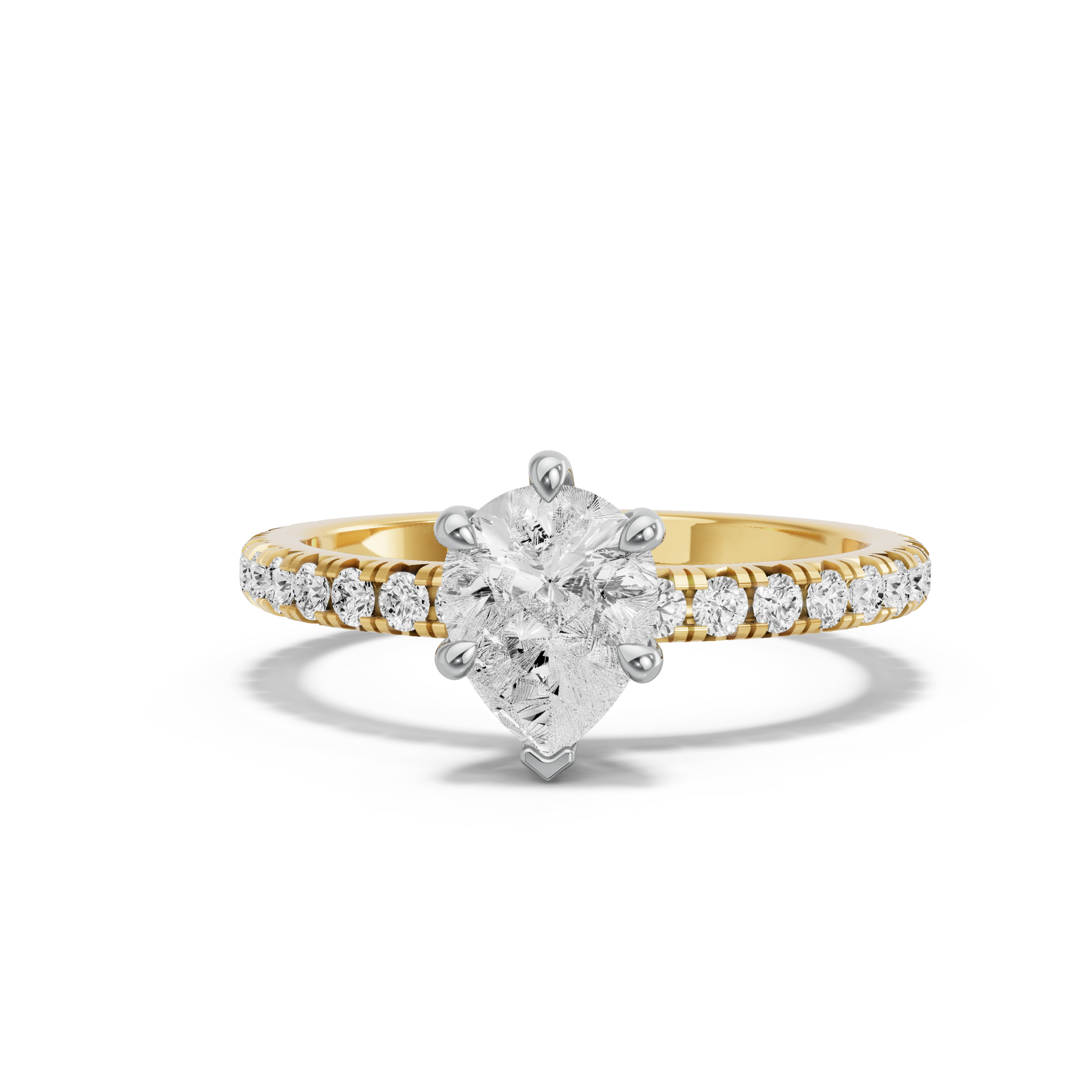 Image for pear-six-prong-ring-with-french-pave-band-in-14k-two-tone-yellow-gold