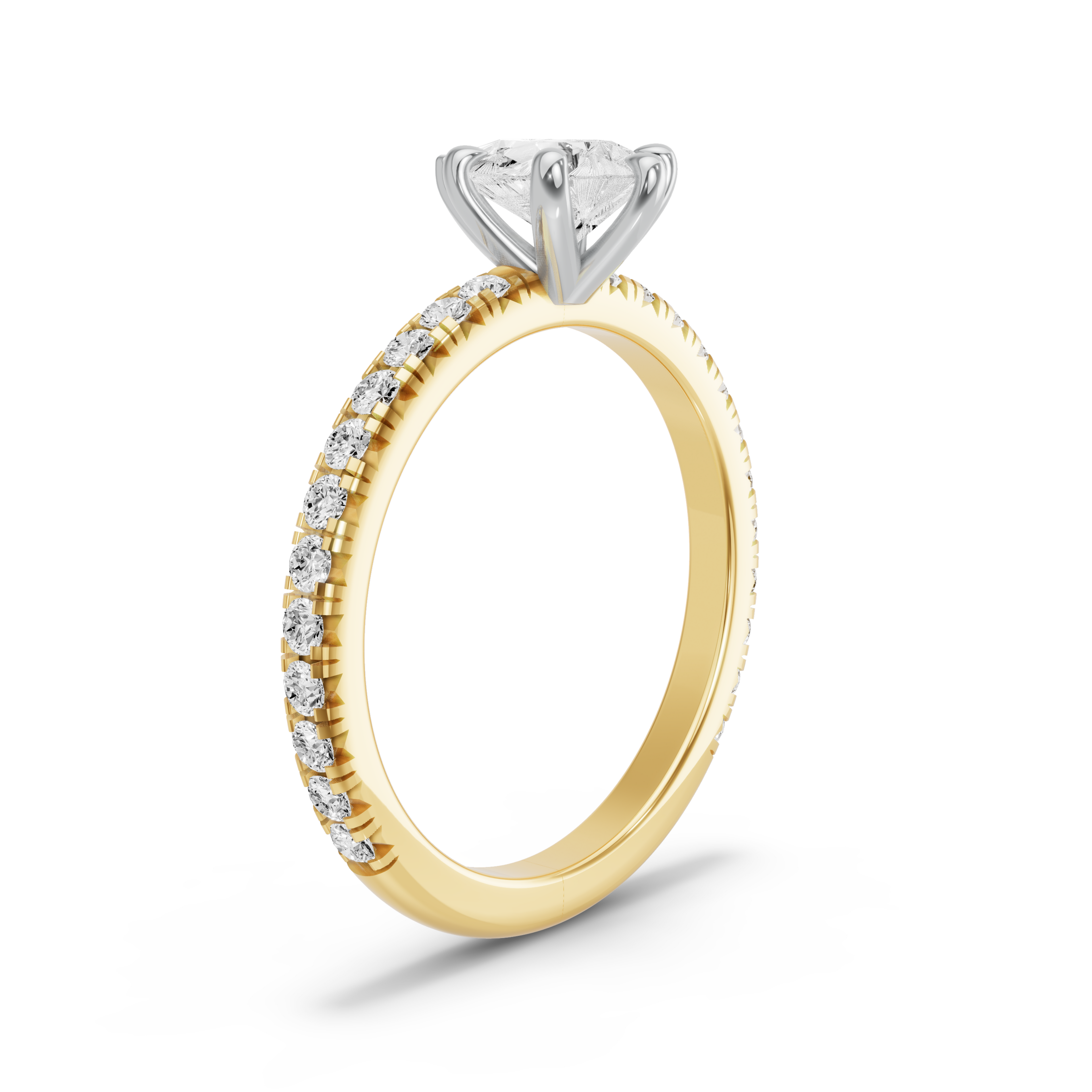 Image for Pear Six Prong Ring with French Pave band