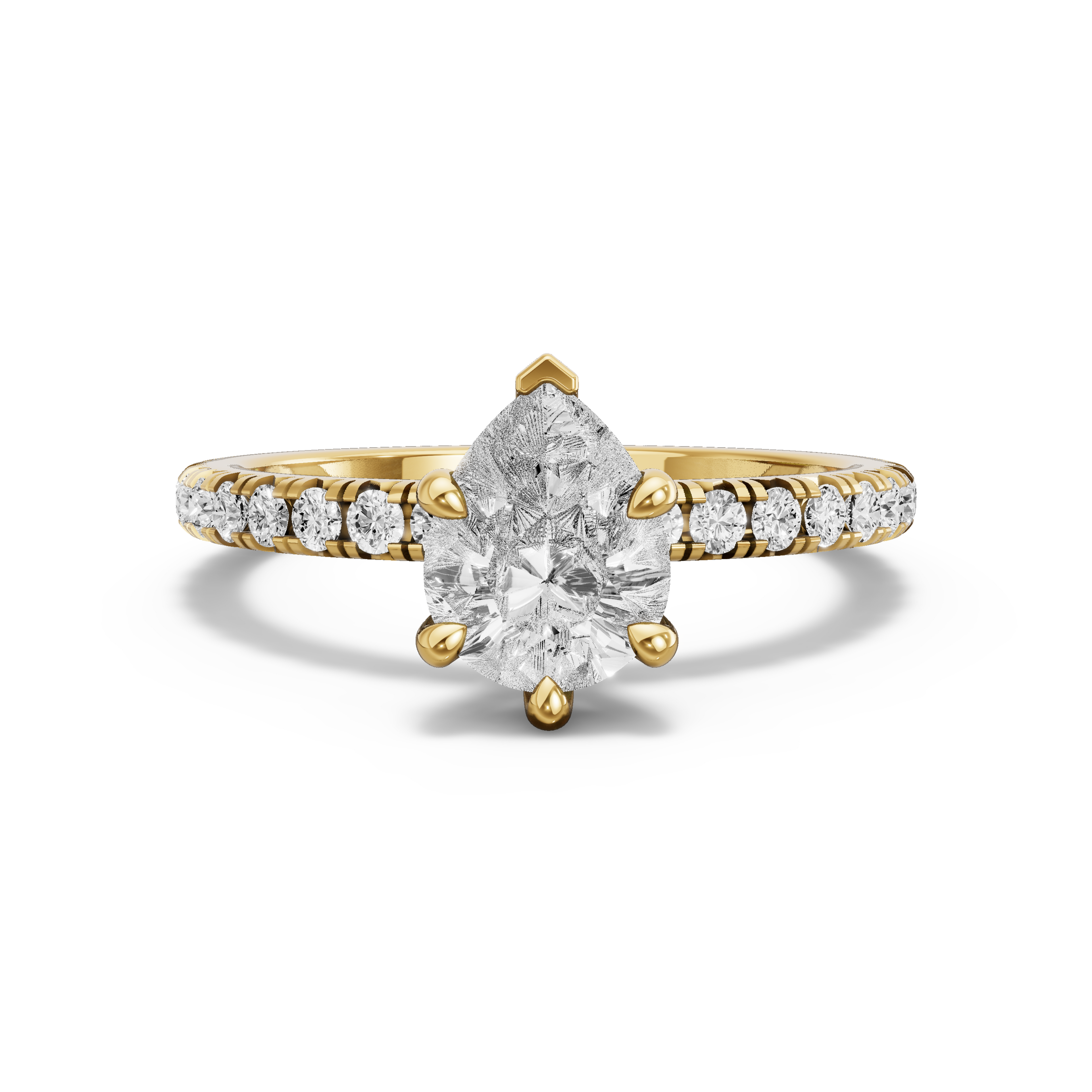 Image for Pear Six Prong Ring with French Pave band