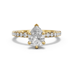 Image for Pear Six Prong Ring with French Pave band