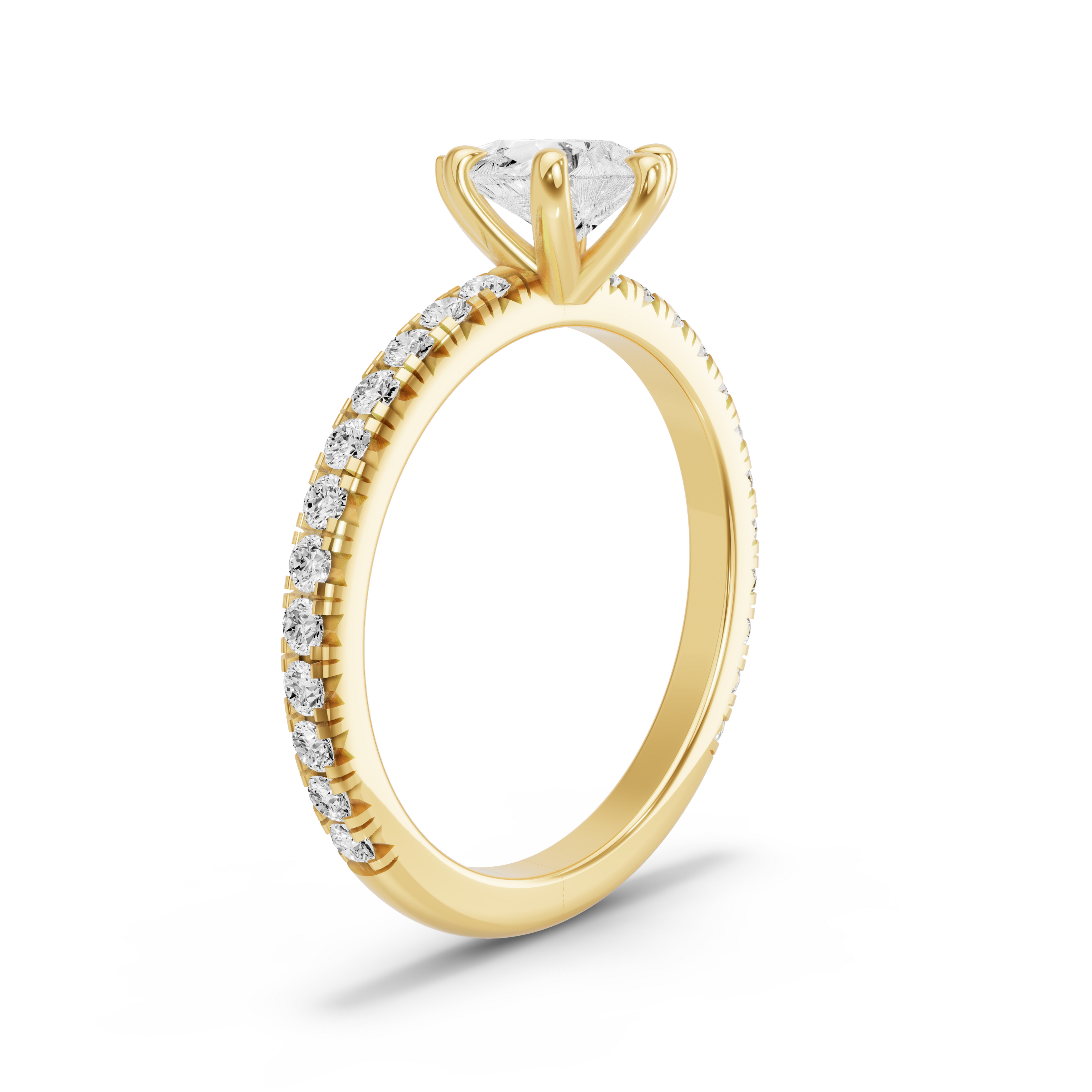 Image for Pear Six Prong Ring with French Pave band