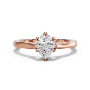Image for Pear Six Prong Ring with Knife Edge Cathedral band in 14K Rose Gold
