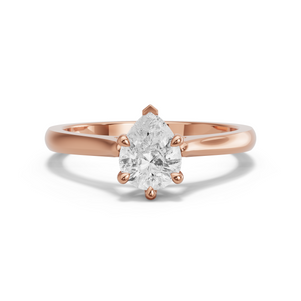 Image for Pear Six Prong Ring with Knife Edge Cathedral band
