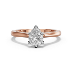 Image for Pear Six Prong Ring with Knife Edge Cathedral band