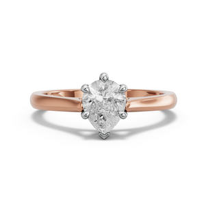 Image for Pear Six Prong Ring with Knife Edge Cathedral band in 18K Two Tone Rose Gold