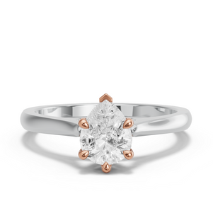 Image for Pear Six Prong Ring with Knife Edge Cathedral band