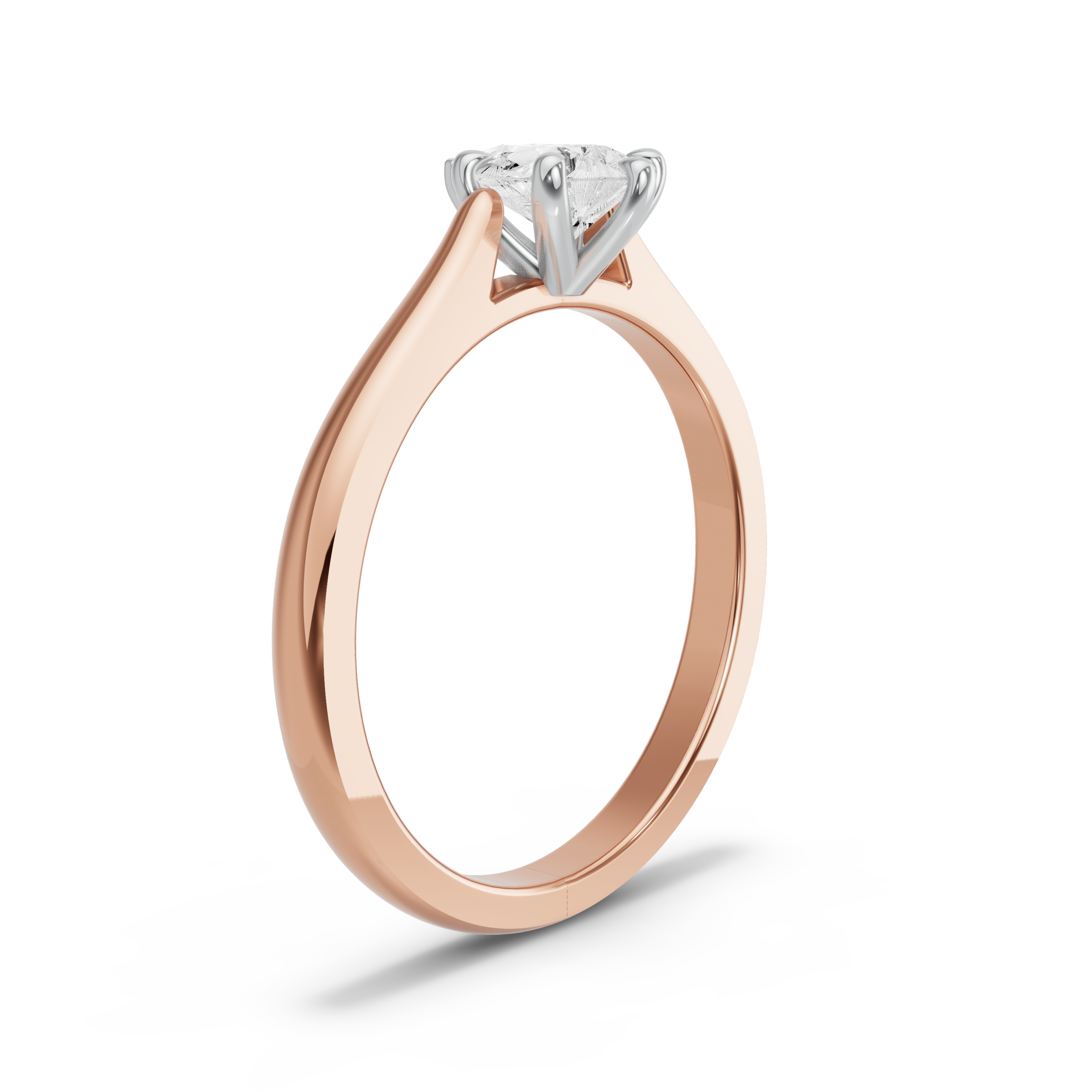 Image for Pear Six Prong Ring with Knife Edge Cathedral band