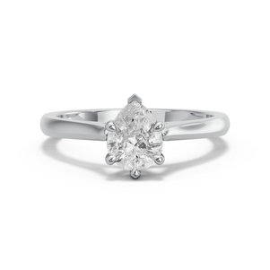 Image for Pear Six Prong Ring with Knife Edge Cathedral band