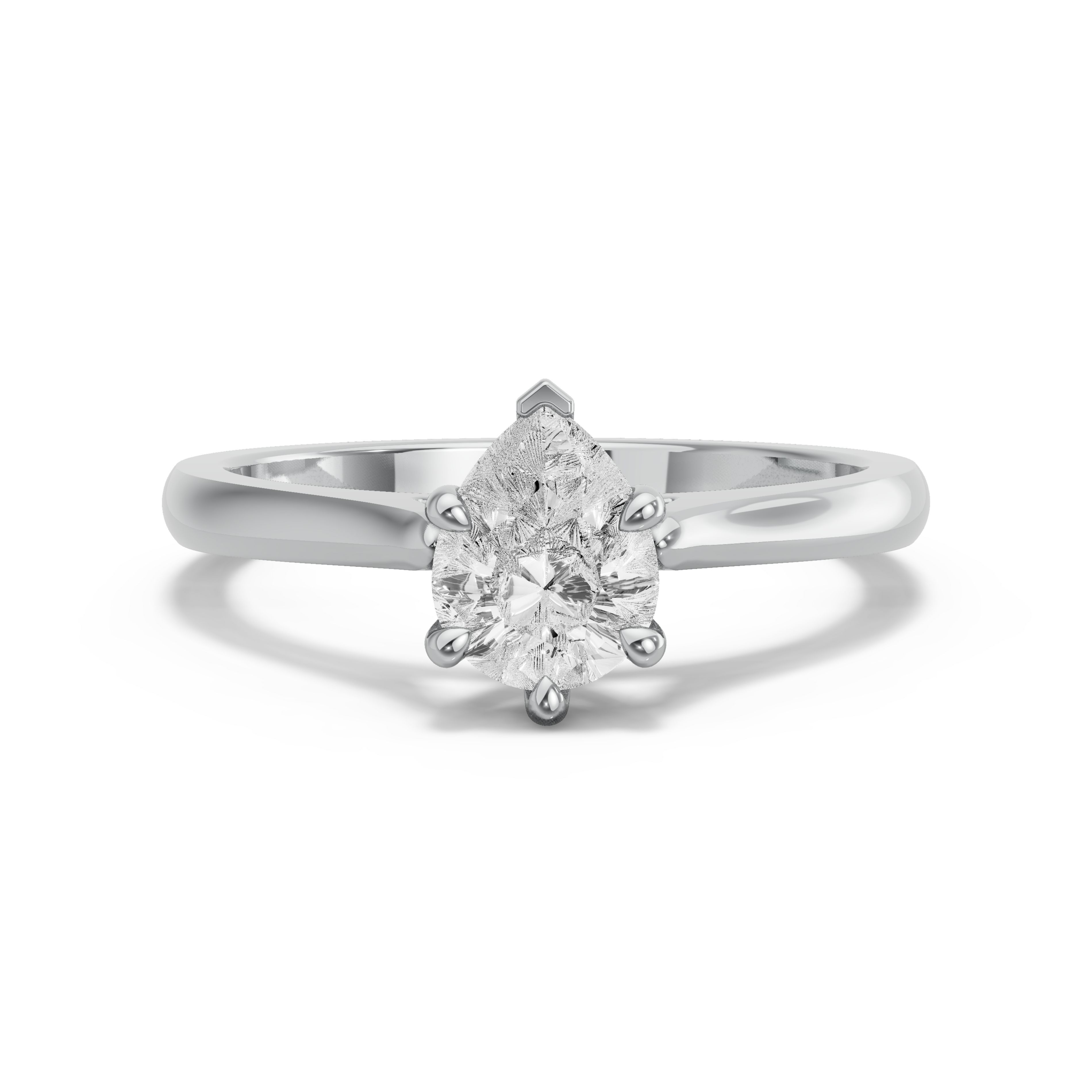 Image for Pear Six Prong Ring with Knife Edge Cathedral band