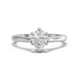 Image for Pear Six Prong Ring with Knife Edge Cathedral band in 10K White Gold