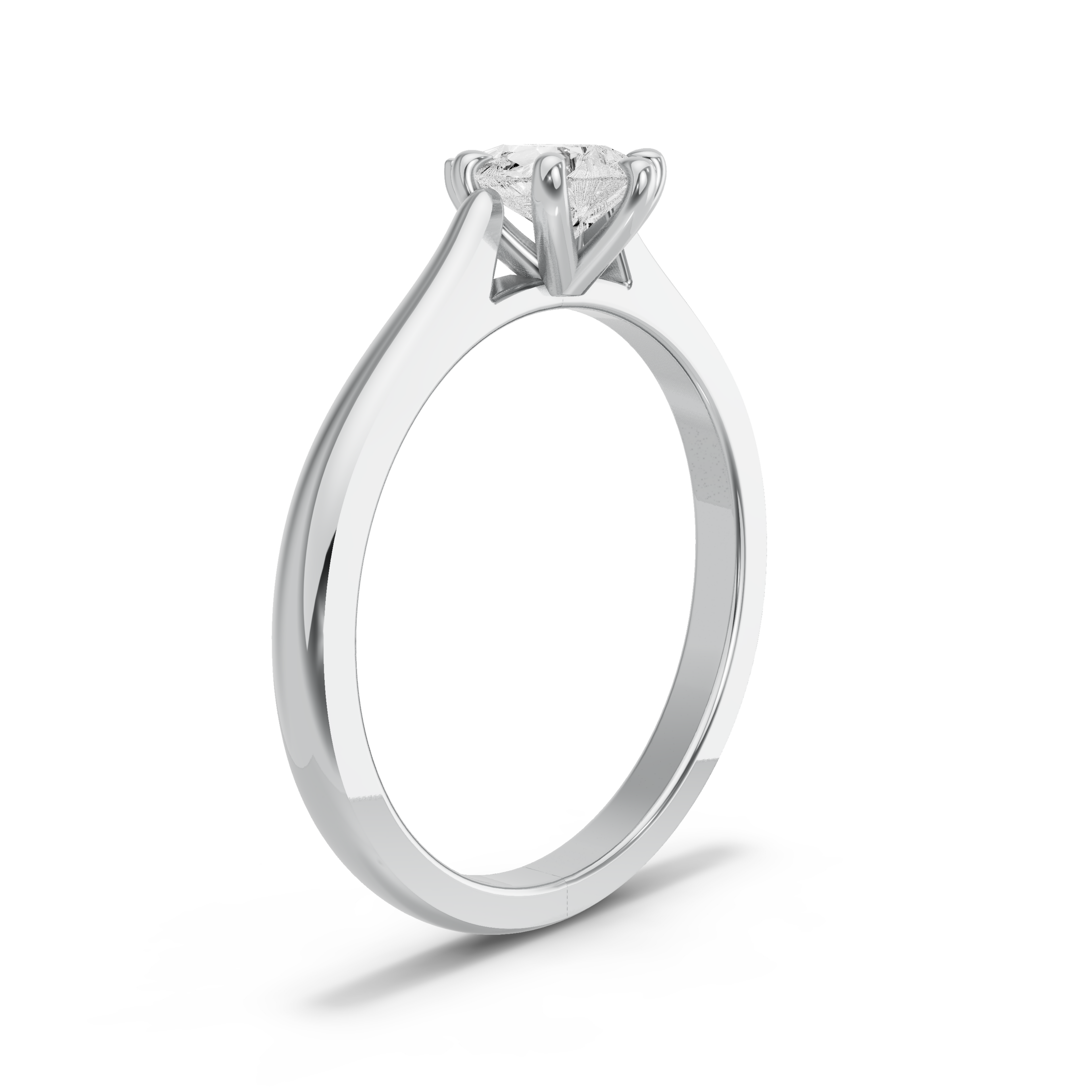 Image for Pear Six Prong Ring with Knife Edge Cathedral band