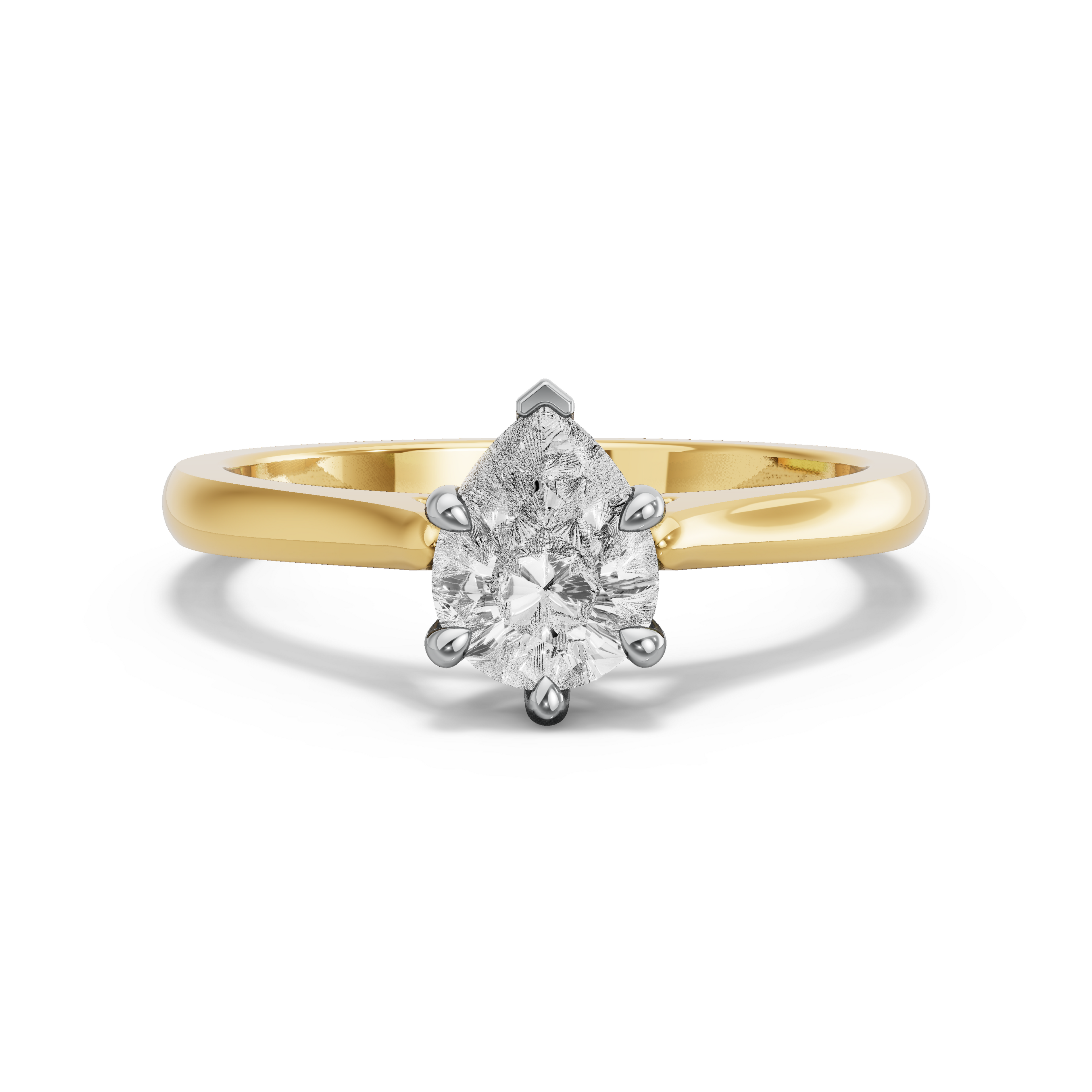 Image for Pear Six Prong Ring with Knife Edge Cathedral band