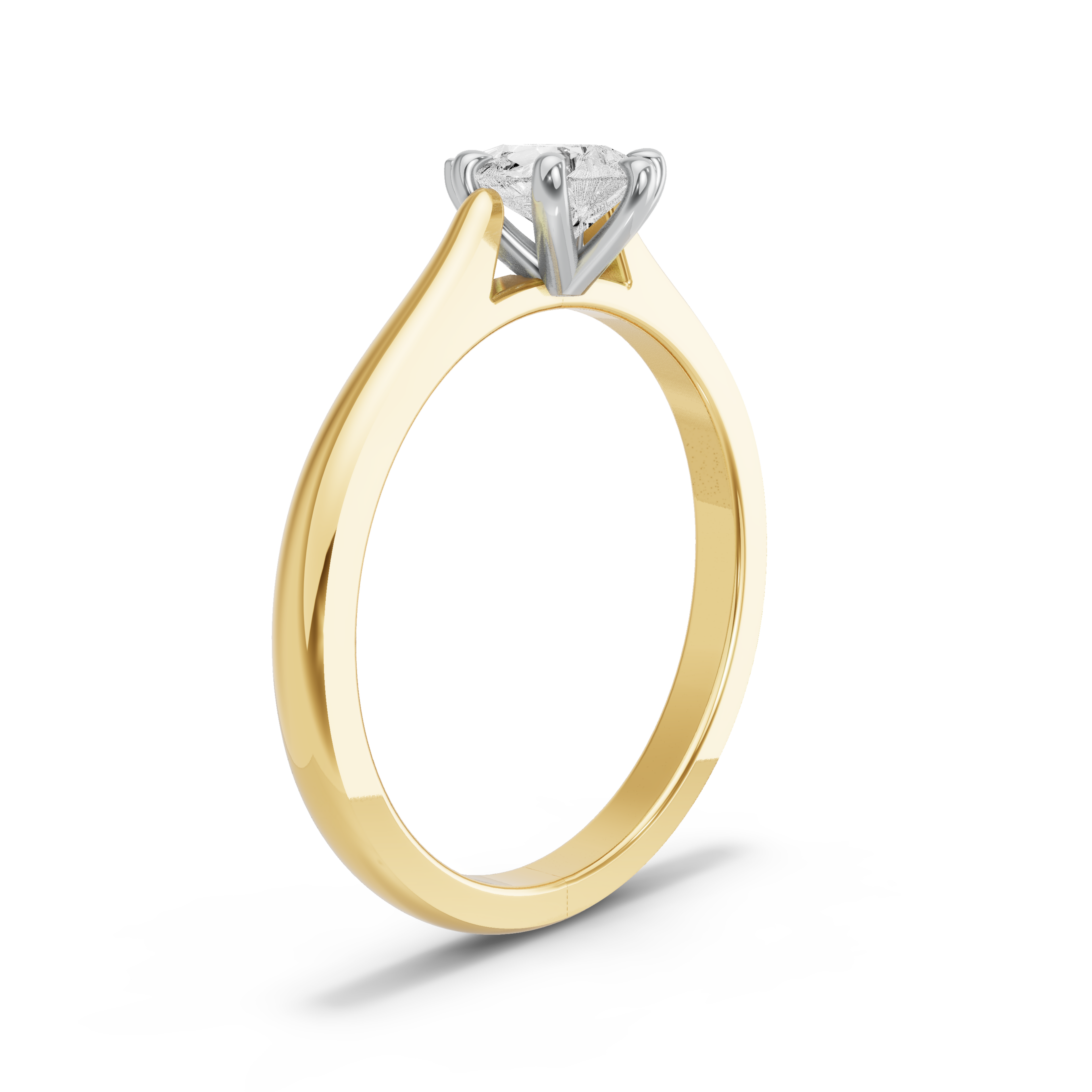 Image for Pear Six Prong Ring with Knife Edge Cathedral band