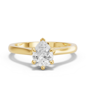 Image for Pear Six Prong Ring with Knife Edge Cathedral band