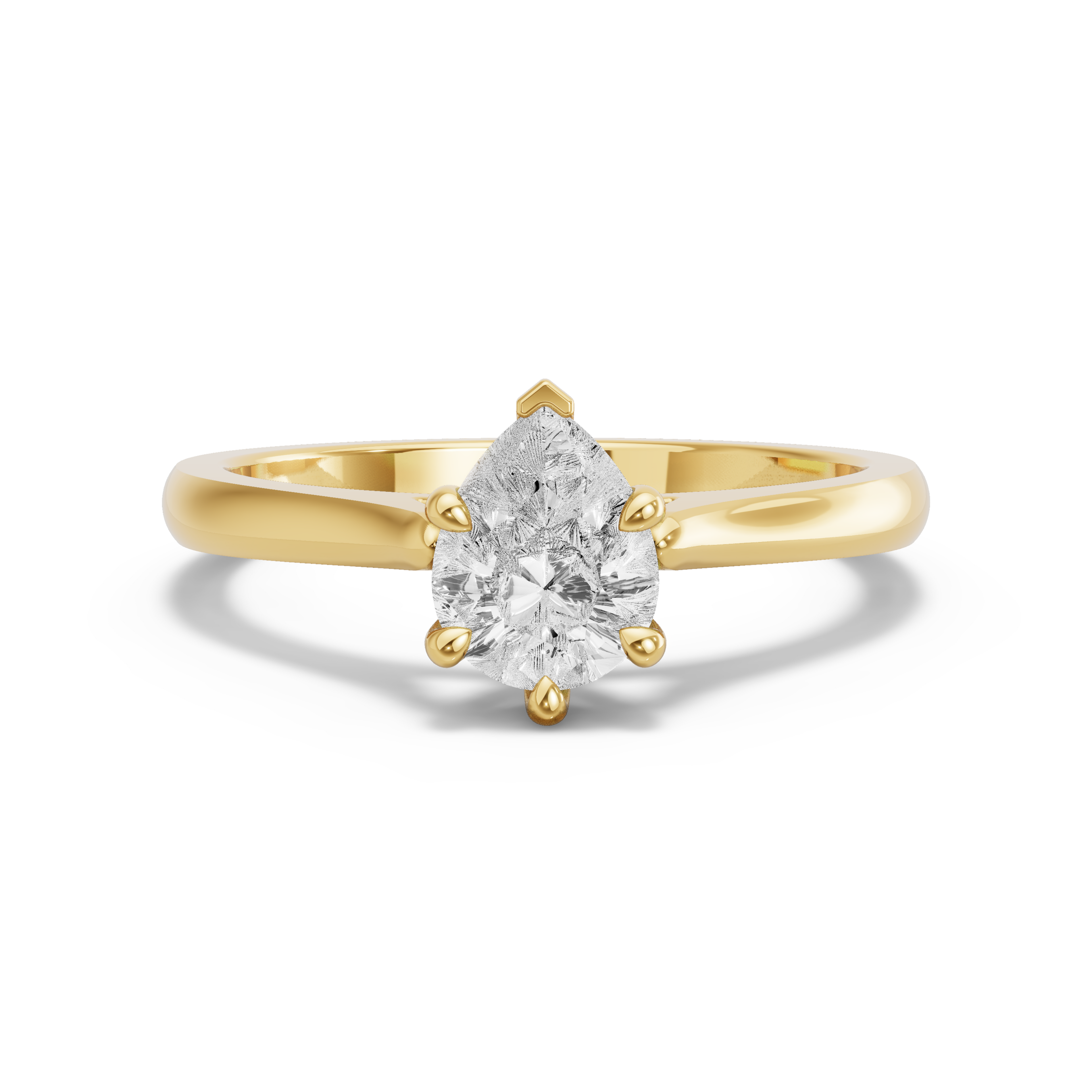 Image for Pear Six Prong Ring with Knife Edge Cathedral band