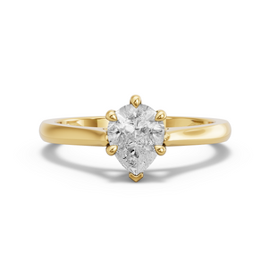 Image for Pear Six Prong Ring with Knife Edge Cathedral band in 10K Yellow Gold
